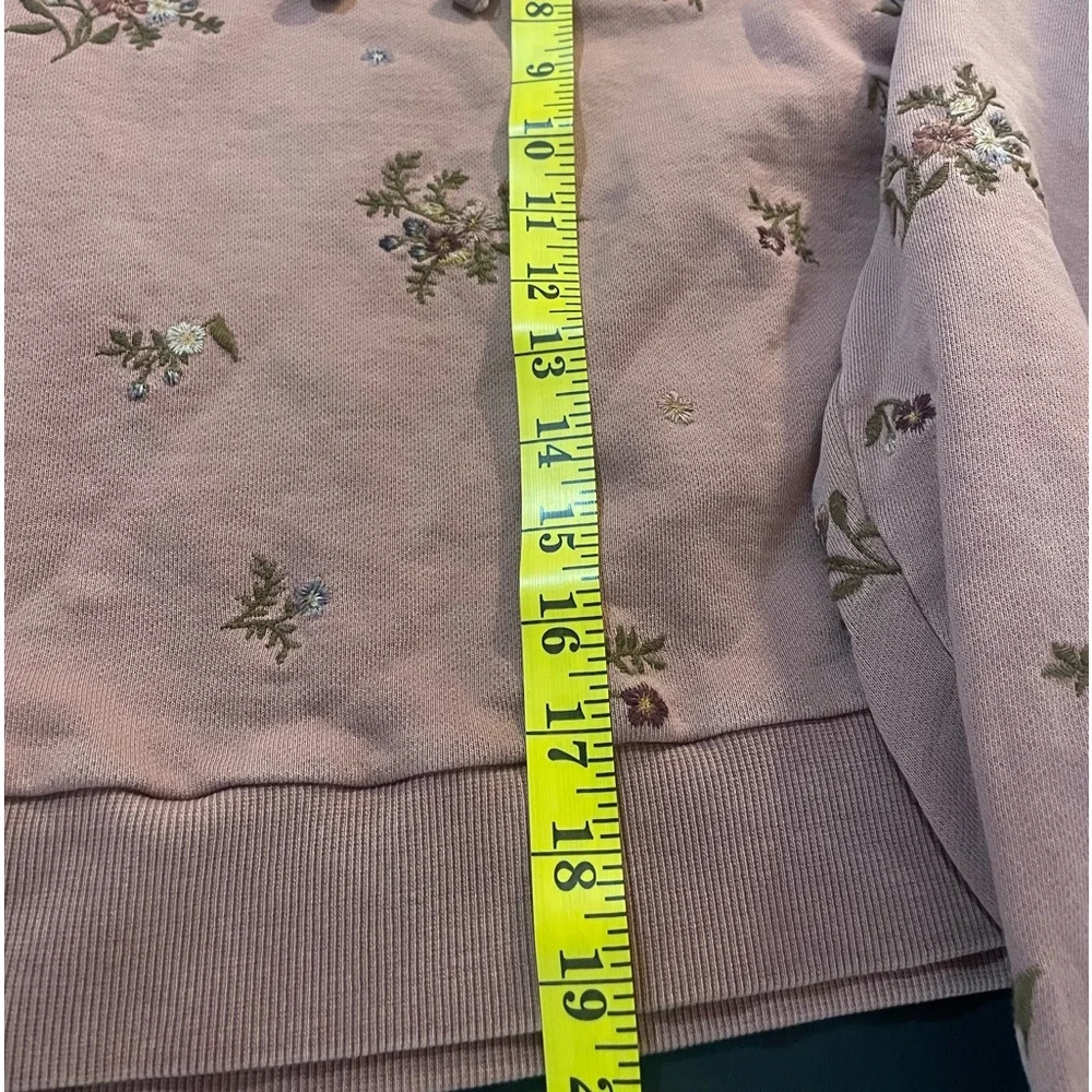 Anthropology Driftwood,Sweatshirt, Hoodie,distressed,floral,Rose,Burgundy,S - Picture 8 of 11